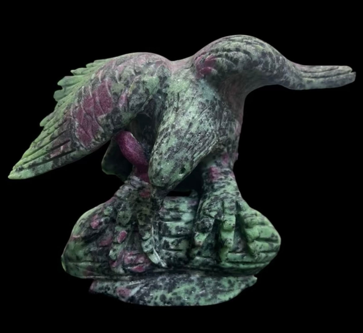Ruby Zoisite Eagle Carving UV Reactive