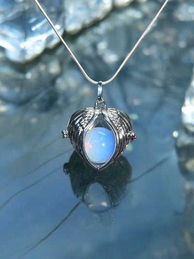 Opalite Angel Wing Locket Necklace