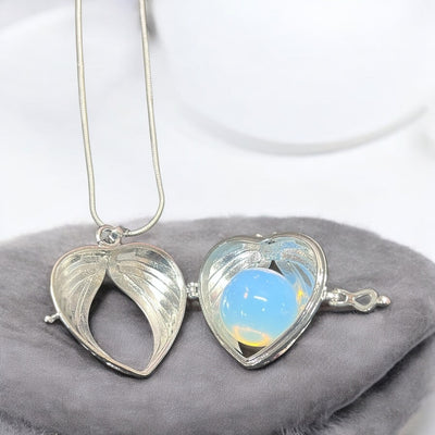 Opalite Angel Wing Locket Necklace
