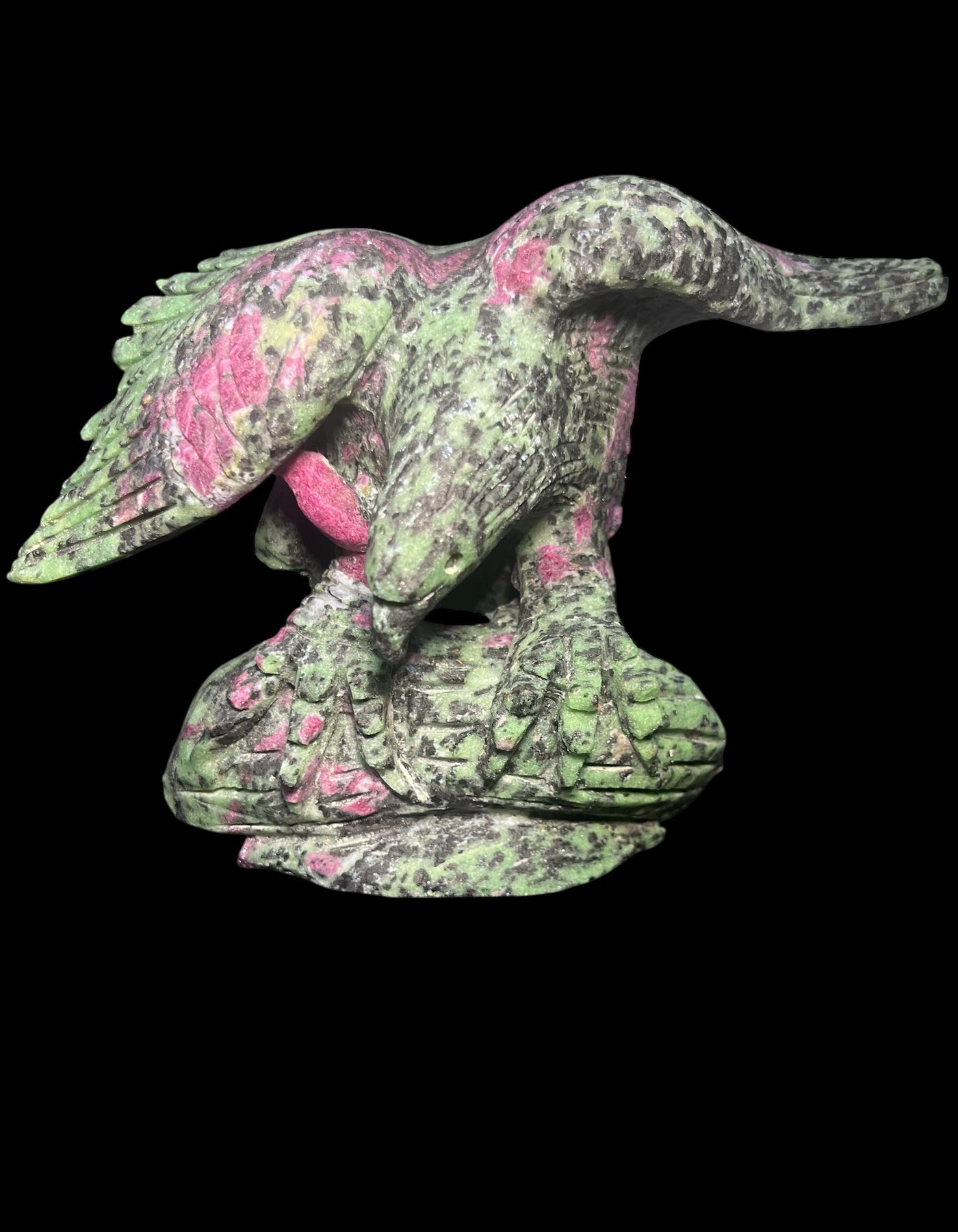 Ruby Zoisite Eagle Carving UV Reactive