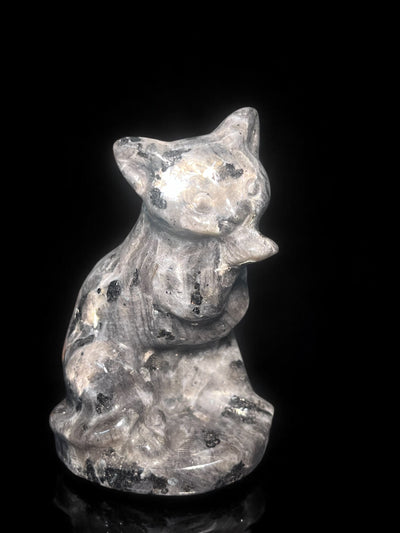 Larvakite Kitty Carving