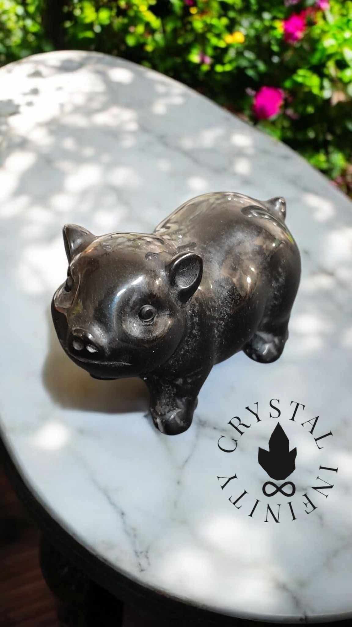 Obsidian Piggy Carving