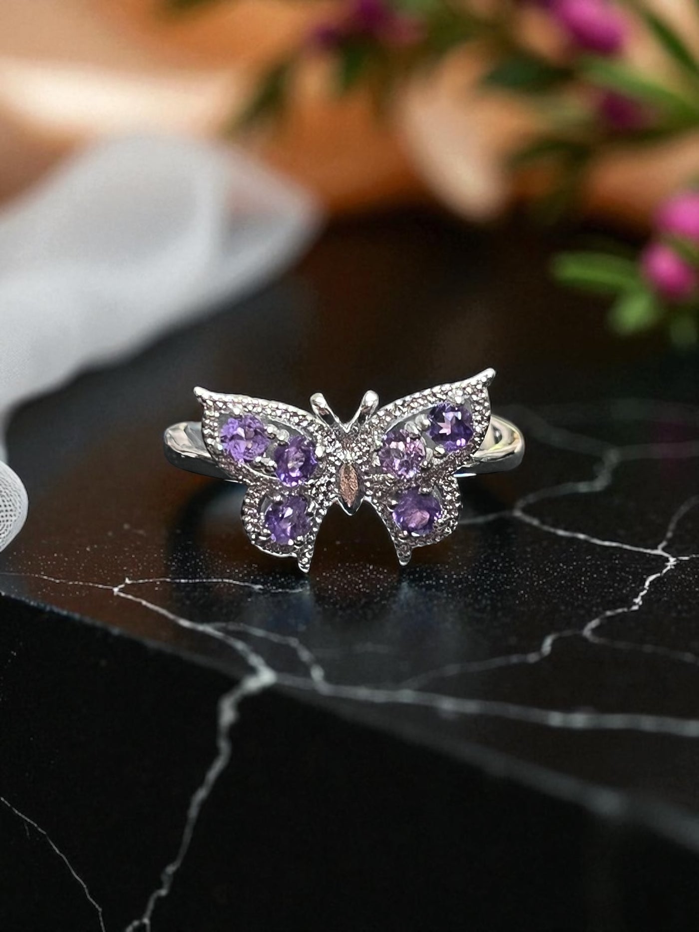 Amethyst Butterfly Ring