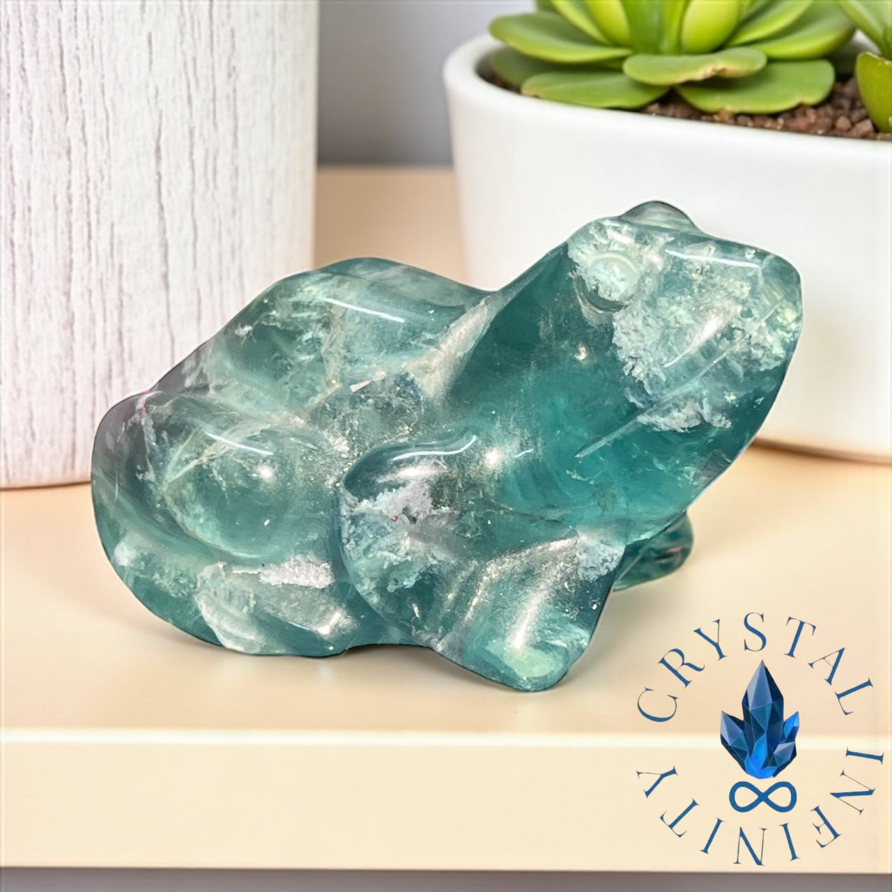 Green Flourite Frog Carving