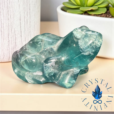 Green Flourite Frog Carving