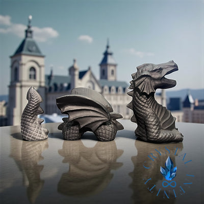 Obsidian Three Piece Dragon Carving Set