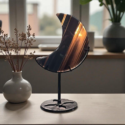 Phantom Obsidian Moon Carving with stand