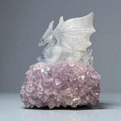 Amethyst and Blue Agate Dragon Carving