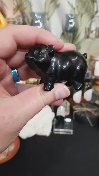 Obsidian Piggy Carving