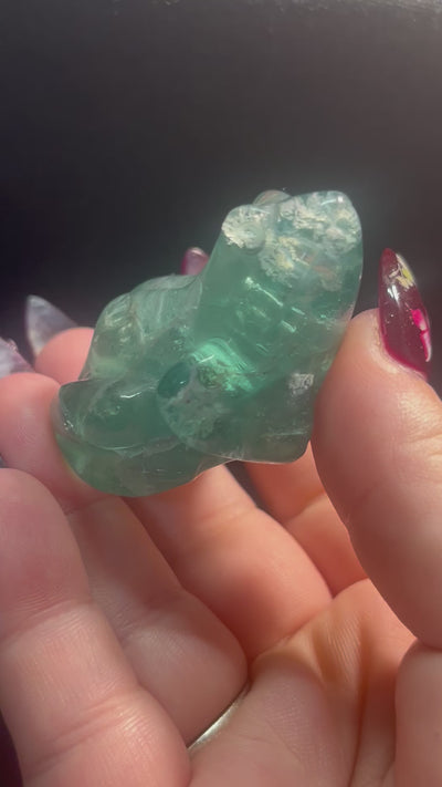 Green Flourite Frog Carving