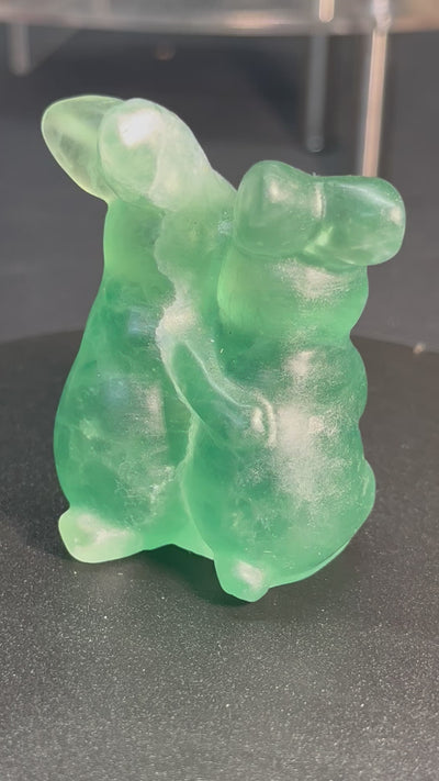 Green Fluorite Bunny Family Carving