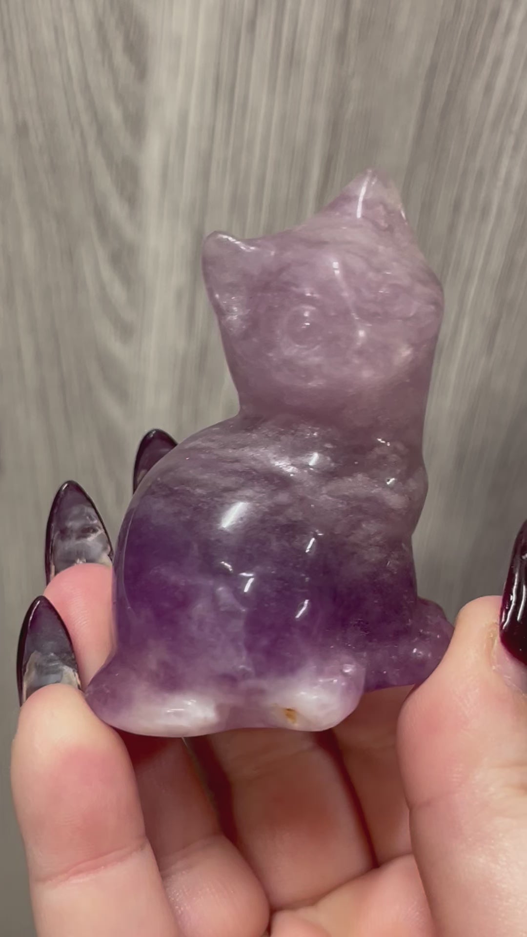 Purple Fluorite Cat Carving