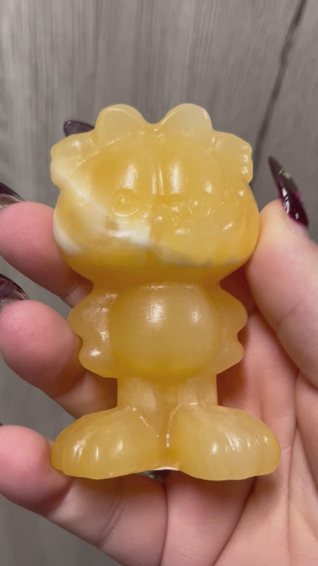 Orange Calcite Lasagna Lover Character Carving