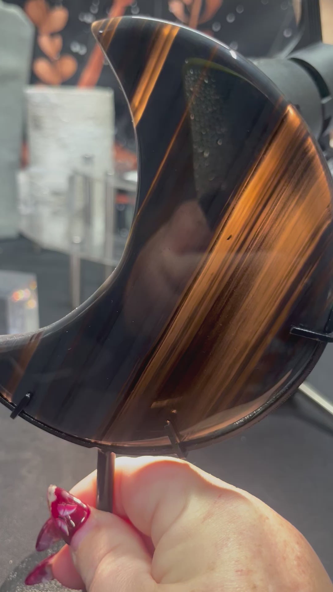 Phantom Obsidian Moon Carving with stand