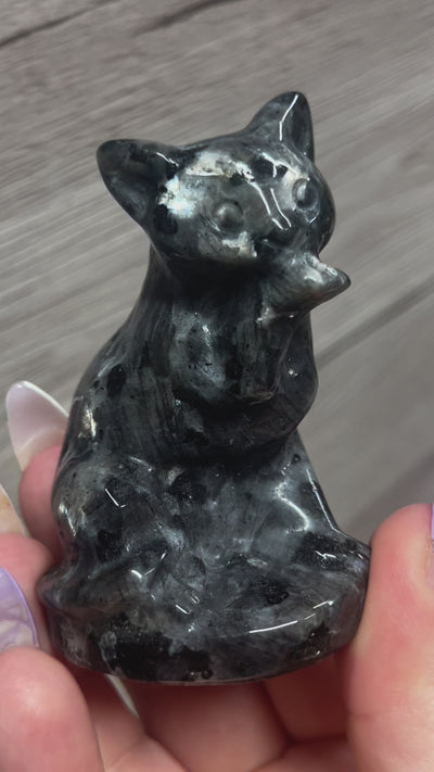 Larvakite Kitty Carving