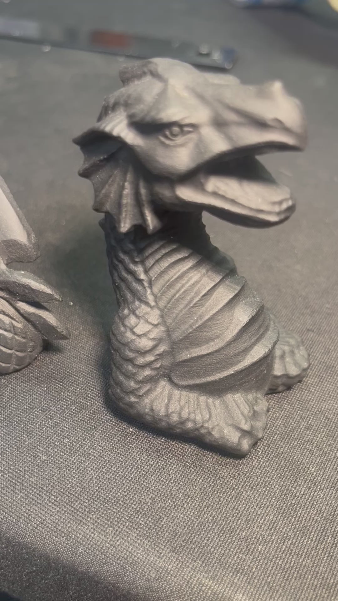 Obsidian Three Piece Dragon Carving Set