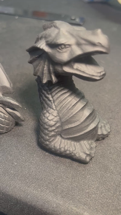 Obsidian Three Piece Dragon Carving Set