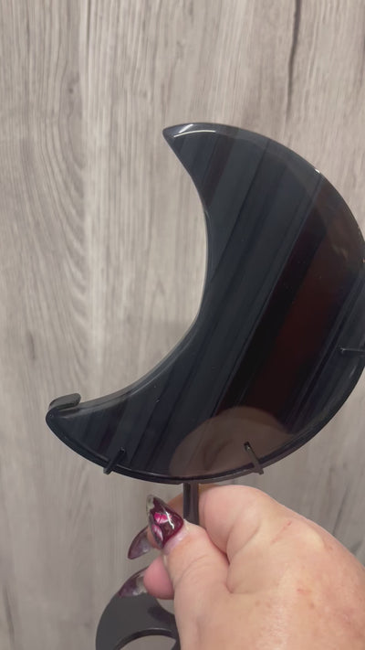 Phantom Obsidian Moon Carving with stand